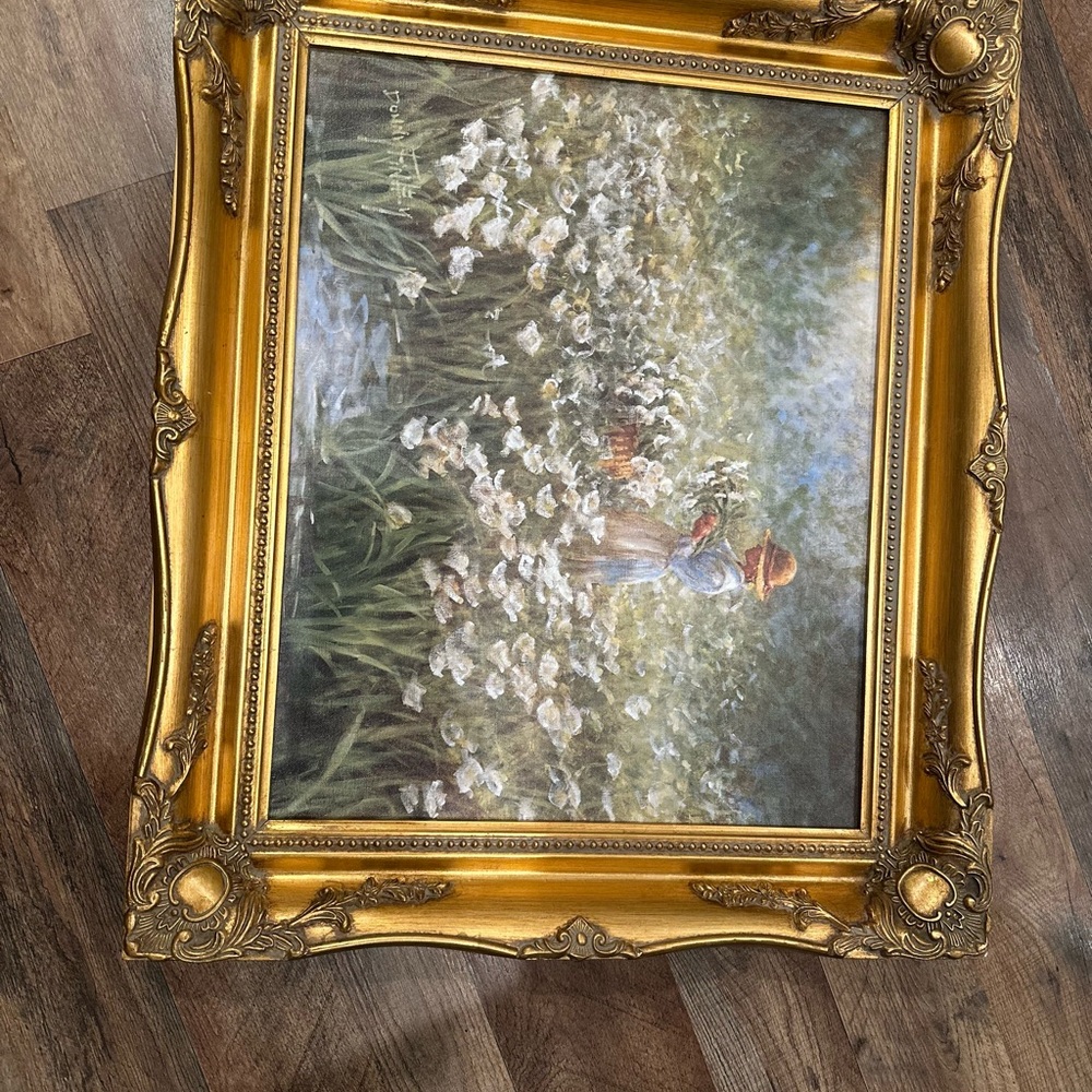 Gold Ornate Framed Floral Painting - Picture 4 of 4